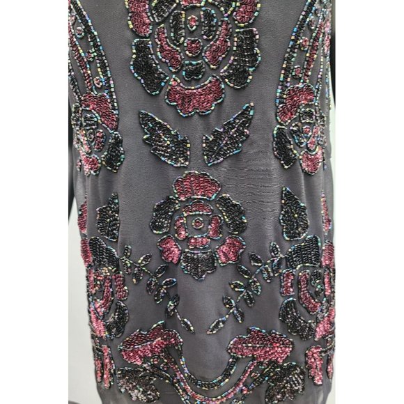 Needle & Thread Black Sequin Blouse Top Beaded Metallic Embellished Sleeveless 6 - Picture 6 of 8